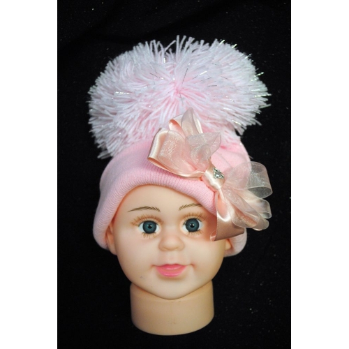 Large Bow Pom Hat                    lphat
